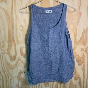 FLAX Blue Linen Tank Top